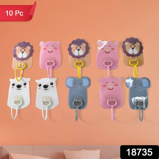 Wall Mounted Cartoon Hooks Self Adhesive Hooks (10 Pcs Set) - Gadgetspiremart