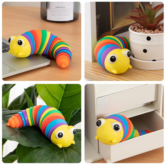 3D Rainbow Color Plastic Slug Fidget Toys  (1 Pc)