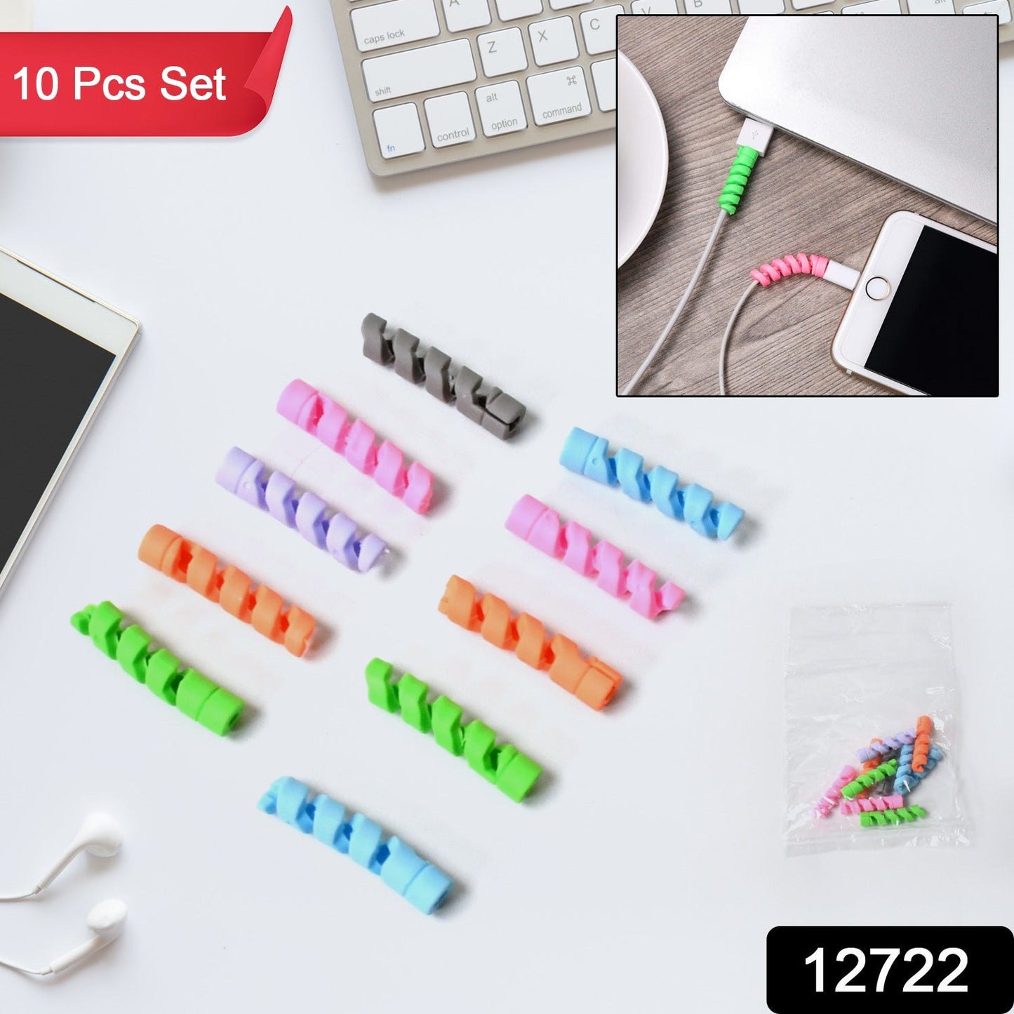 Spiral Charger Cable Protector for All Universal Cable (Pack of 10)