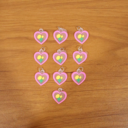 Cute Heart Flower Design Bag Charm Keychain Set (10 Pc)