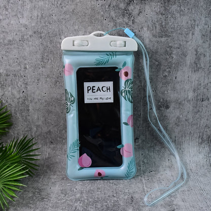 Waterproof Peach Transparent Mobile Pouch with Neck Strap (1 Pc)