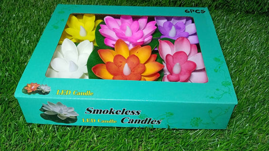 Water Floating Smokeless Candles & Lotus Flowers Sensor Led TeaLight for Outdoor and Indoor Decoration - Pack of 6 Candle, Diwali (Pack of 6) - Gadgetspiremart