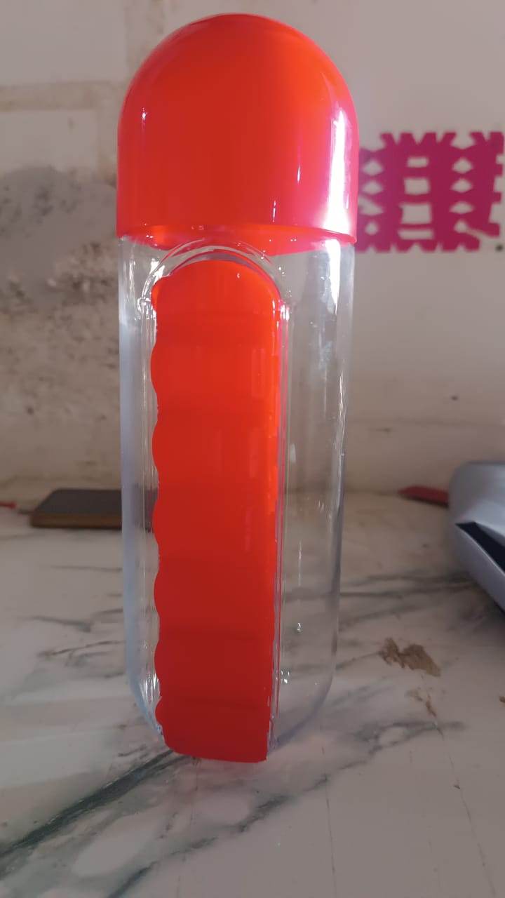 Water Bottle with Built-in 7-Day Pill Organizer Approx 900ml (1 Pc)