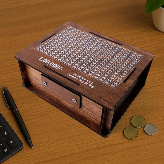 Wooden Money / Piggy Bank, Money Box (1 Pc / Pen Not Included) - Gadgetspiremart