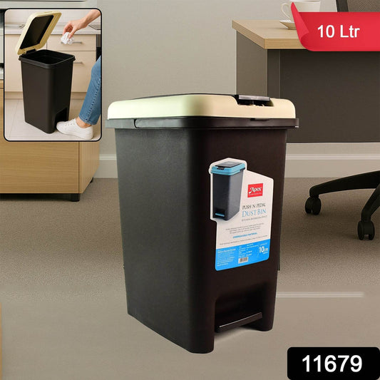 Apex Push N Pedal Plastic Dustbin 10L Capacity (1 Pc) - Gadgetspiremart