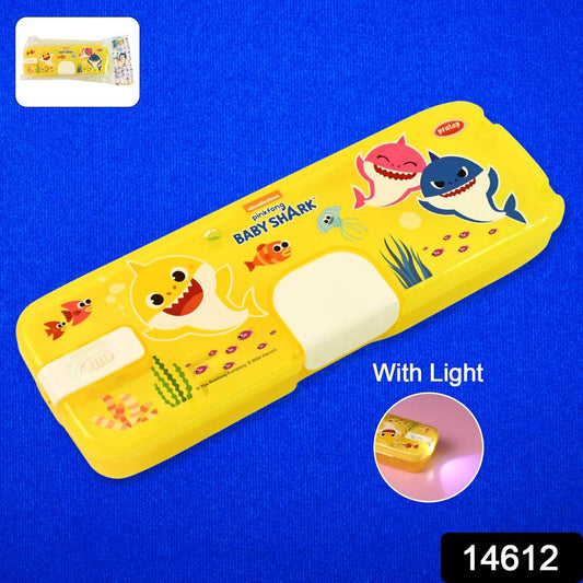 Plastic Pencil Box with LED Light & Cartoon Print (1 Pc) - Gadgetspiremart